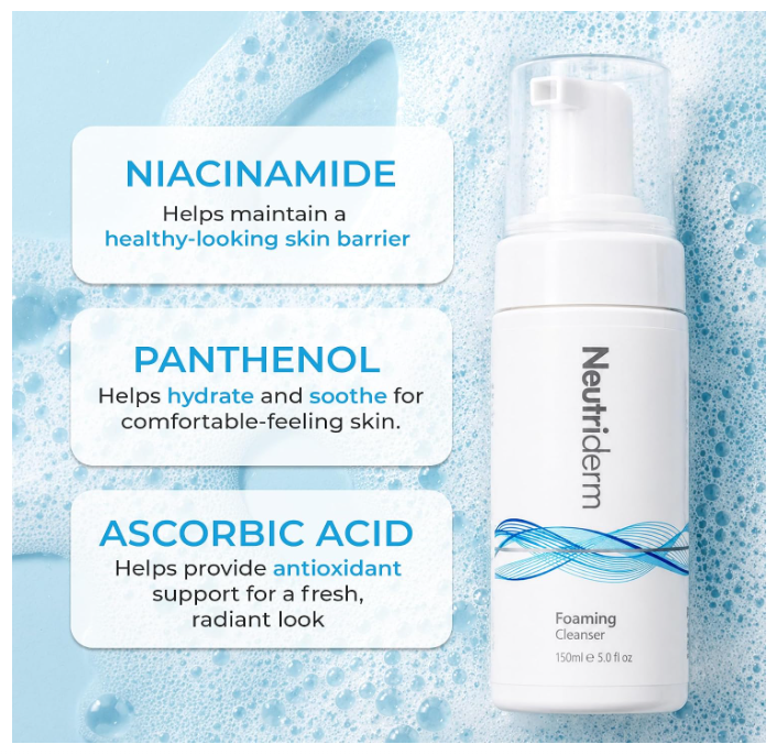 Neutriderm Foaming Face Wash for Dry Skin with Niacinamide